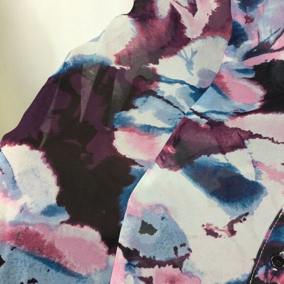 Tahari Arthur S. Levine Collared V-Neck Ruffle Long Sleeve Blouse Top Ivory/Wine - Picture 10 of 11